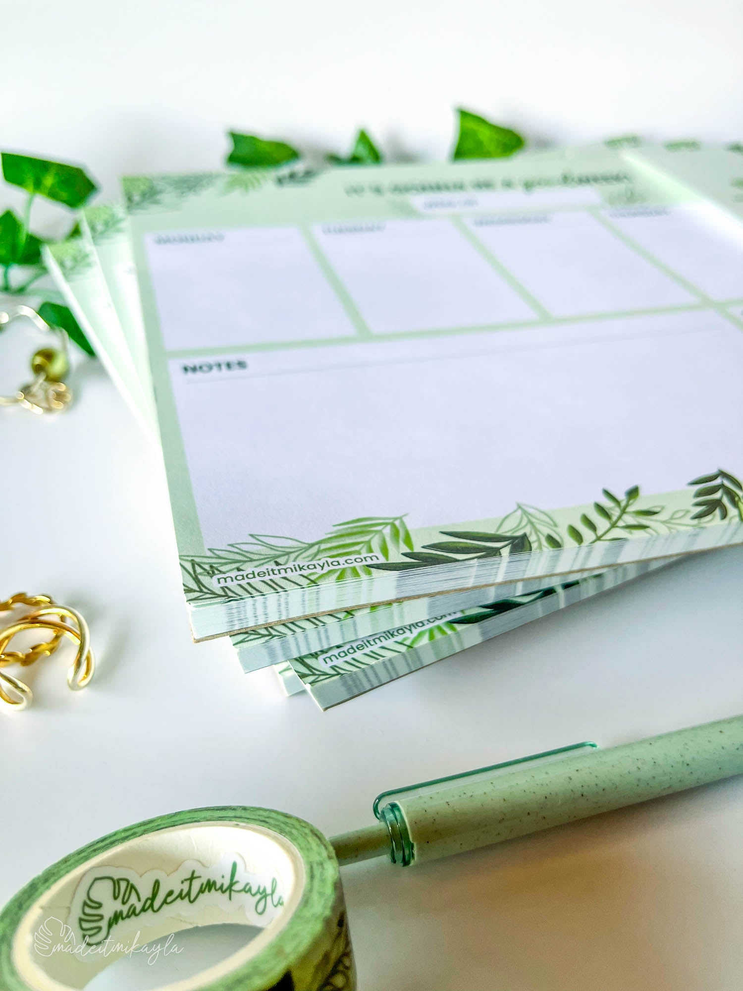 Mixed Greenery Weekly Notepad | MadeItMikayla