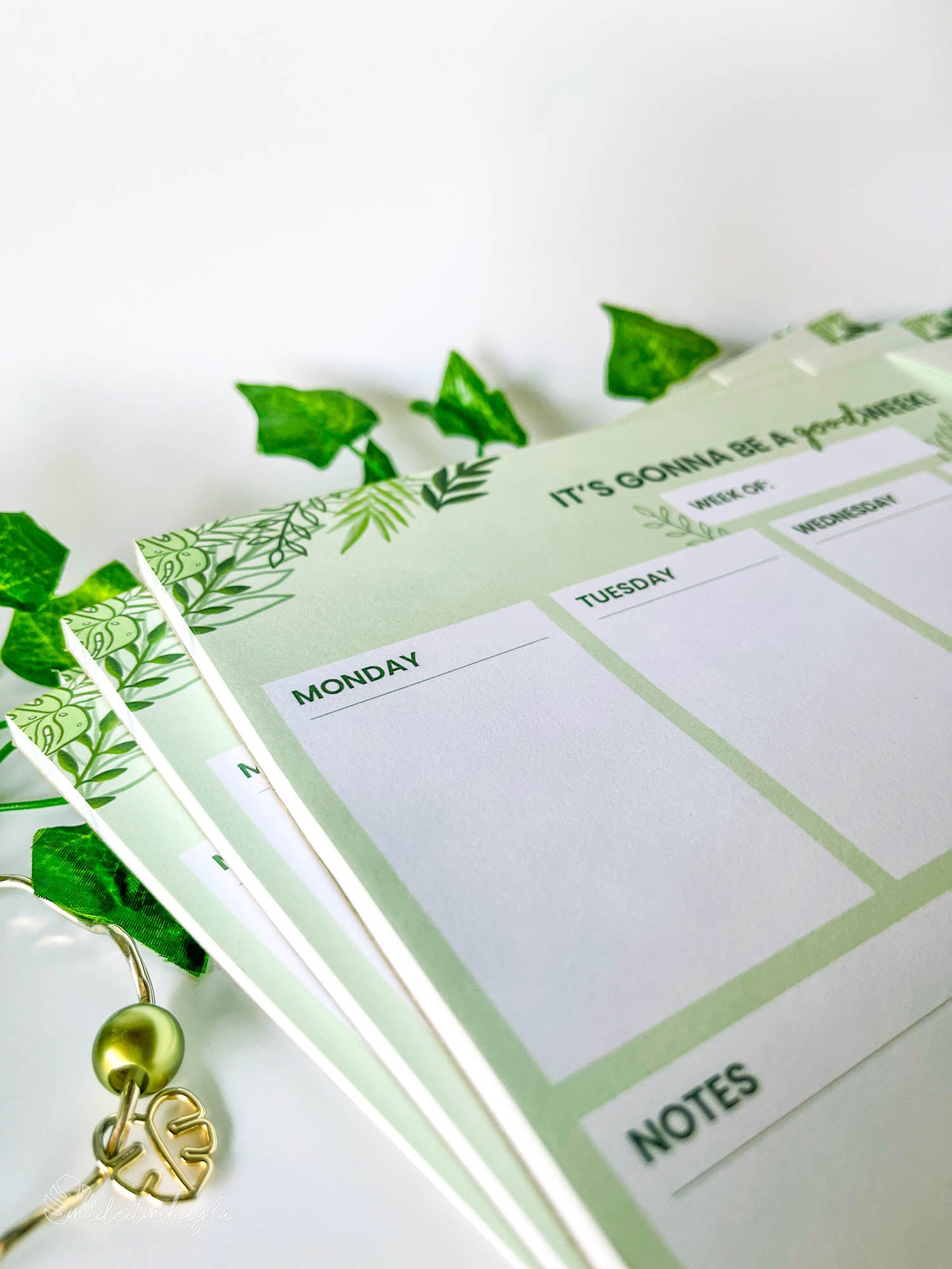 Mixed Greenery Weekly Notepad | MadeItMikayla