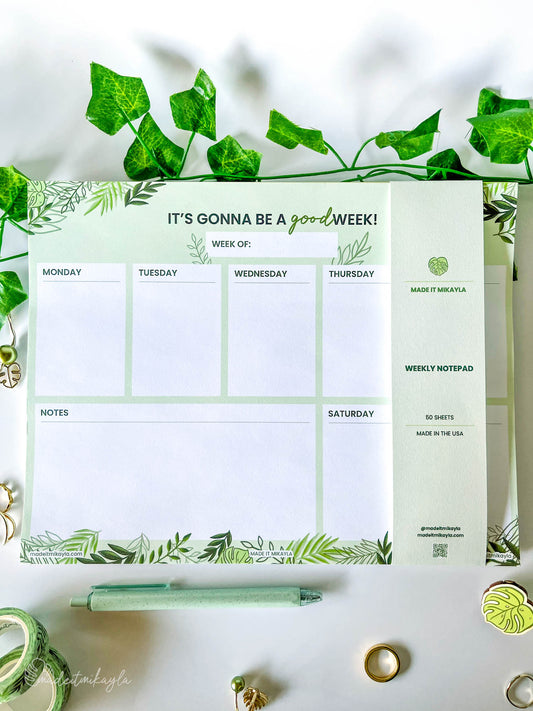 Mixed Greenery Weekly Notepad | MadeItMikayla