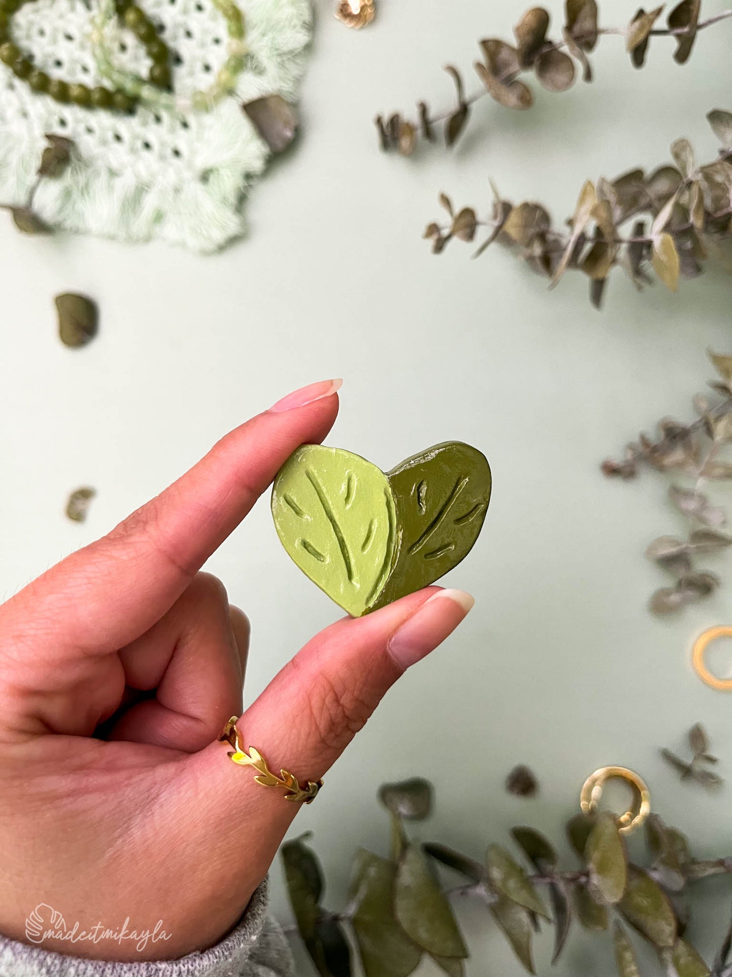 Heart Leaf Clay Pin/Magnet | MadeItMikayla