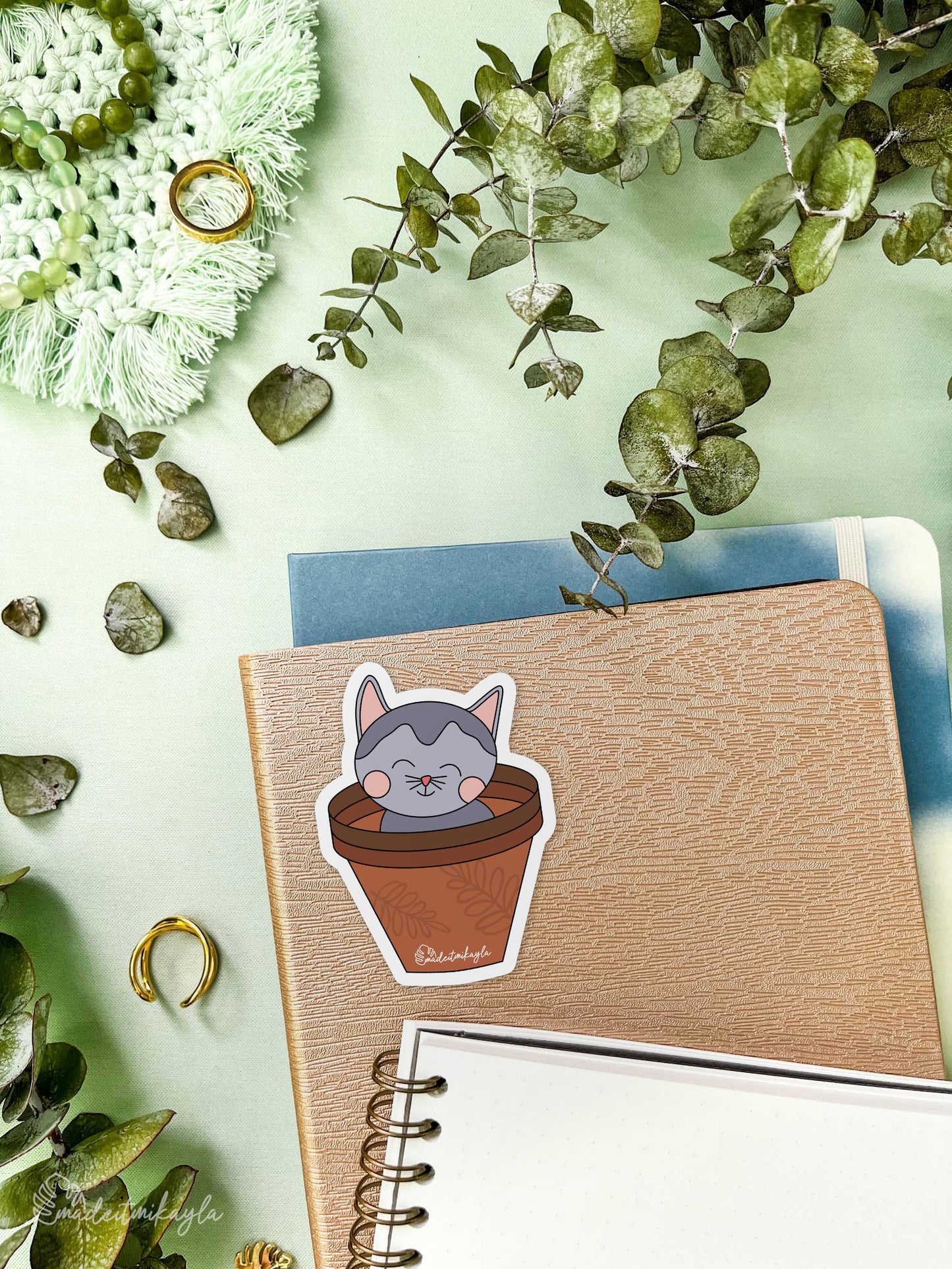 Cat In Pots Sticker | MadeItMikayla