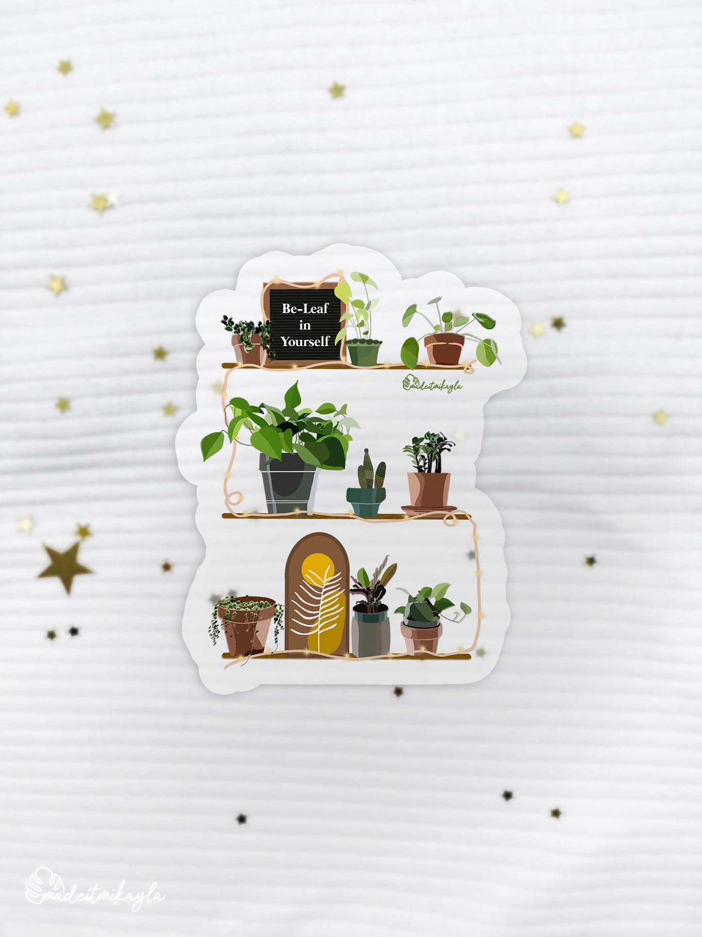 CLEAR Be-Leaf Plant Shelves Sticker | MadeItMikayla