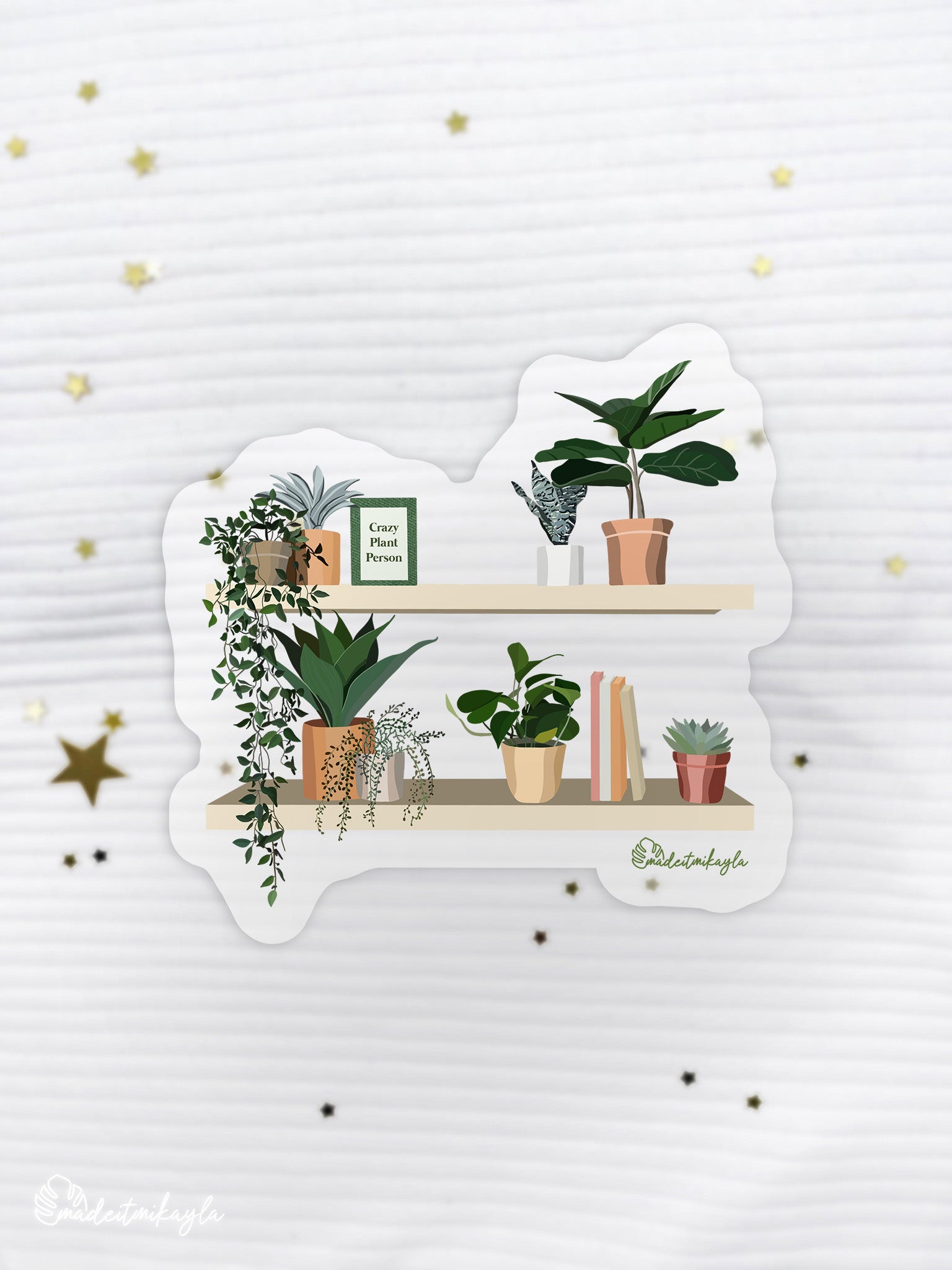 CLEAR Crazy Plant Person Shelf Sticker | MadeItMikayla