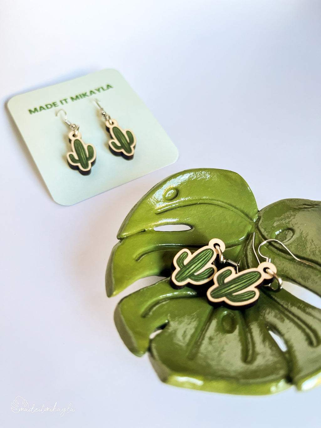 Saguaro Cactus Wood Earrings