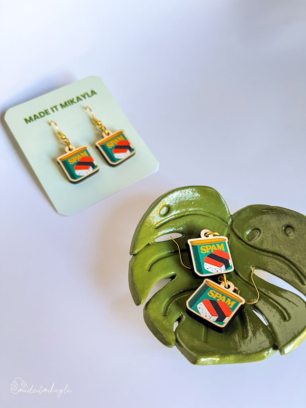 Spam Can Wood Earrings