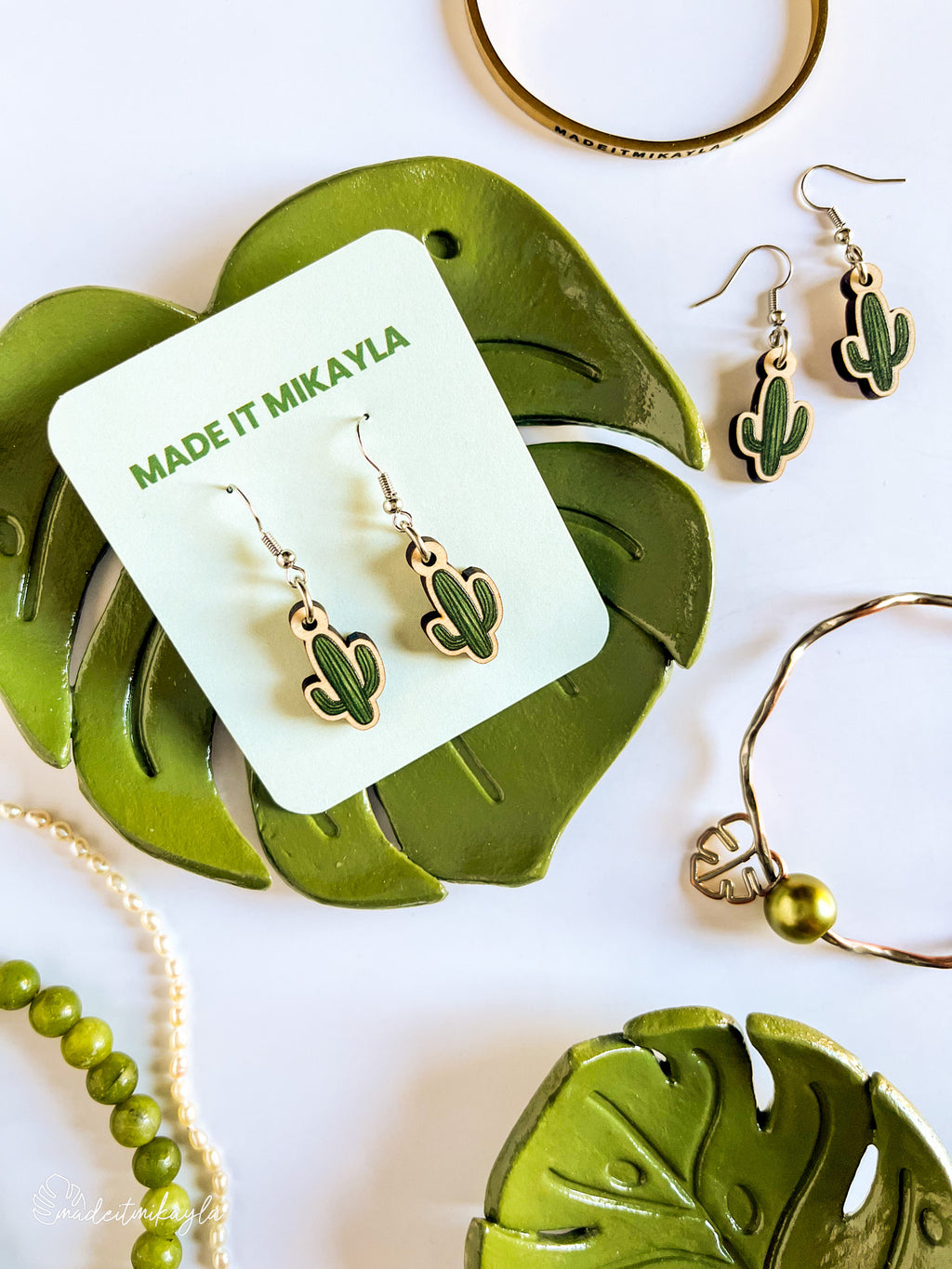 Saguaro Cactus Wood Earrings