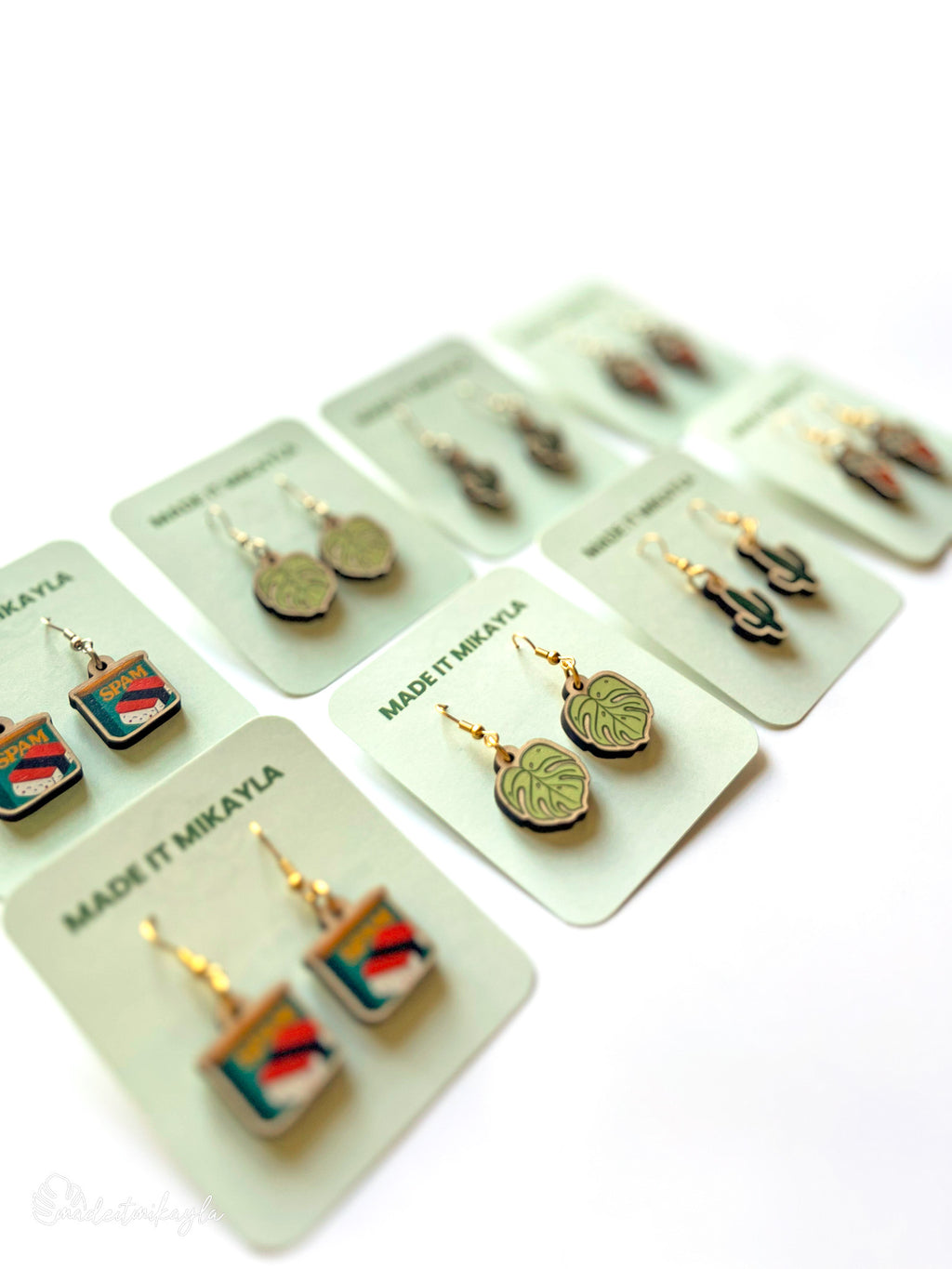 Potted Plant Wood Earrings