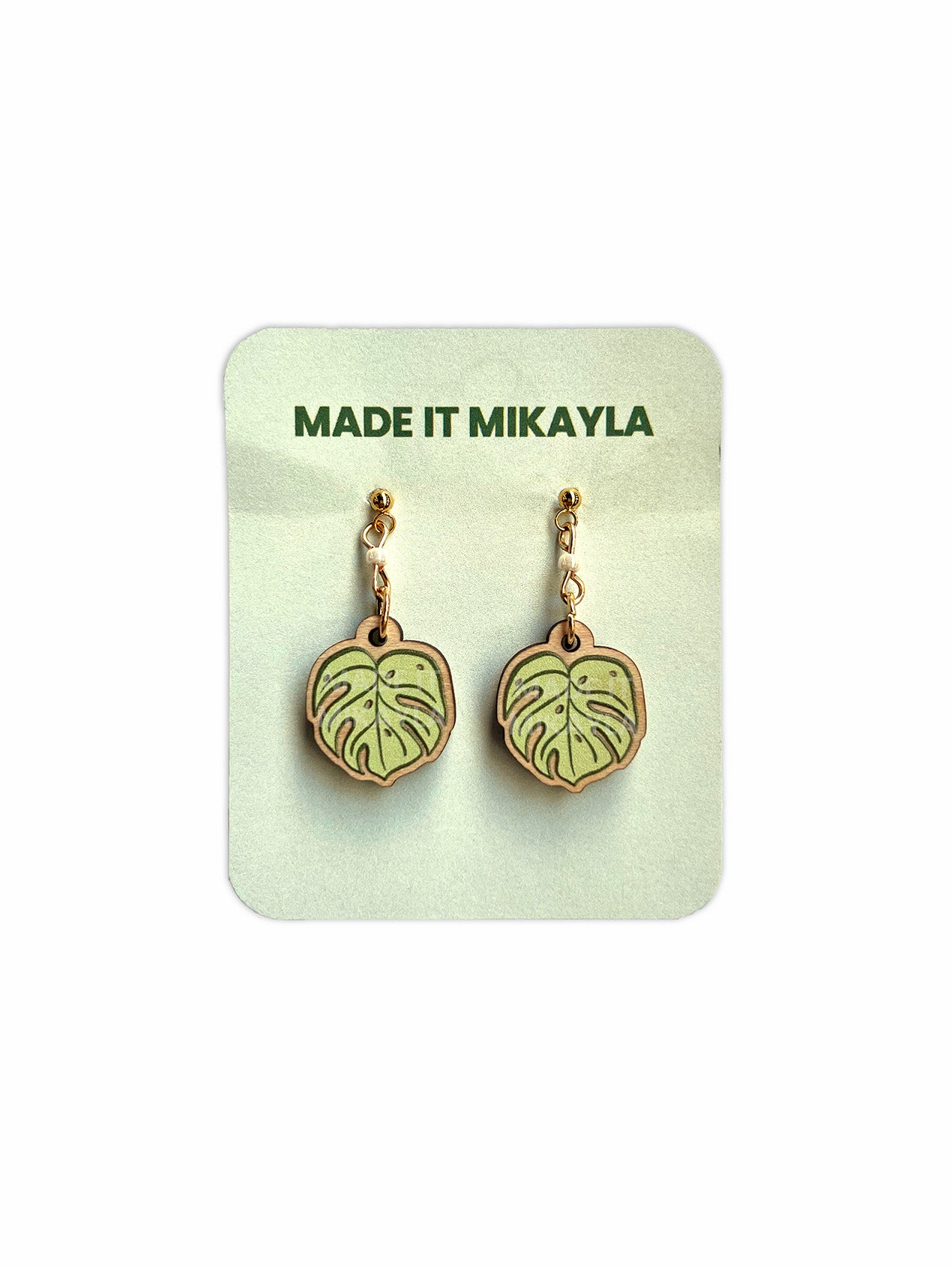 Monstera Leaf Wood Earrings