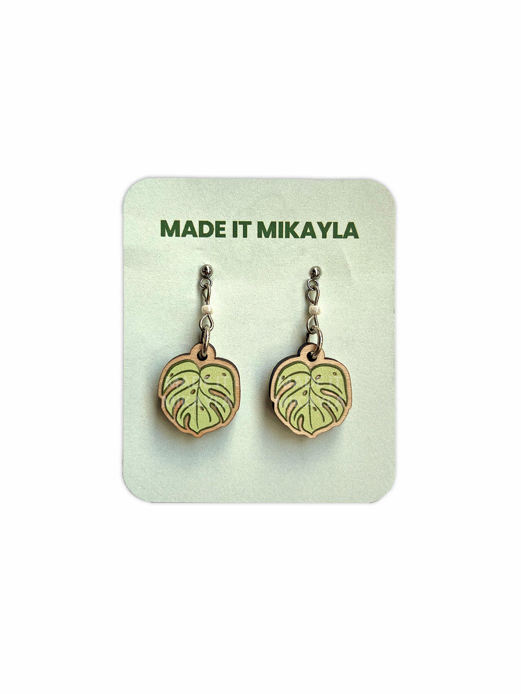Monstera Leaf Wood Earrings