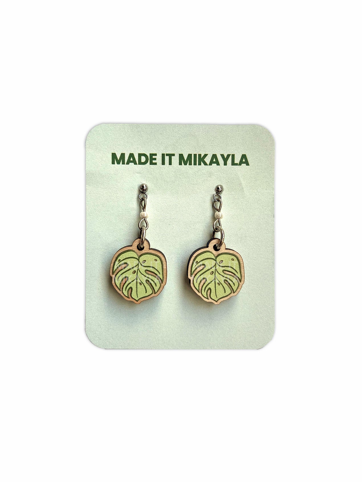 Monstera Leaf Wood Earrings
