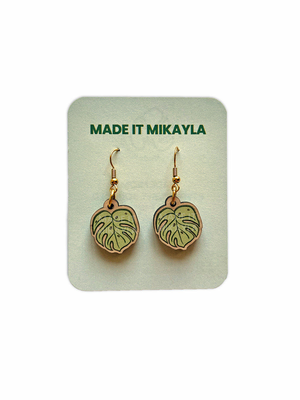 Monstera Leaf Wood Earrings