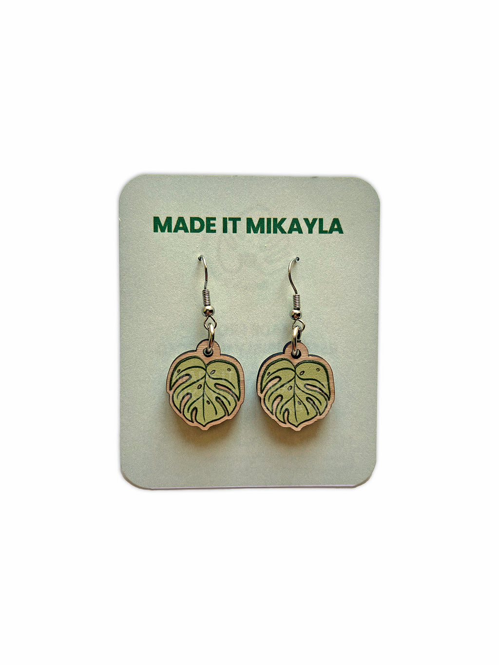 Monstera Leaf Wood Earrings