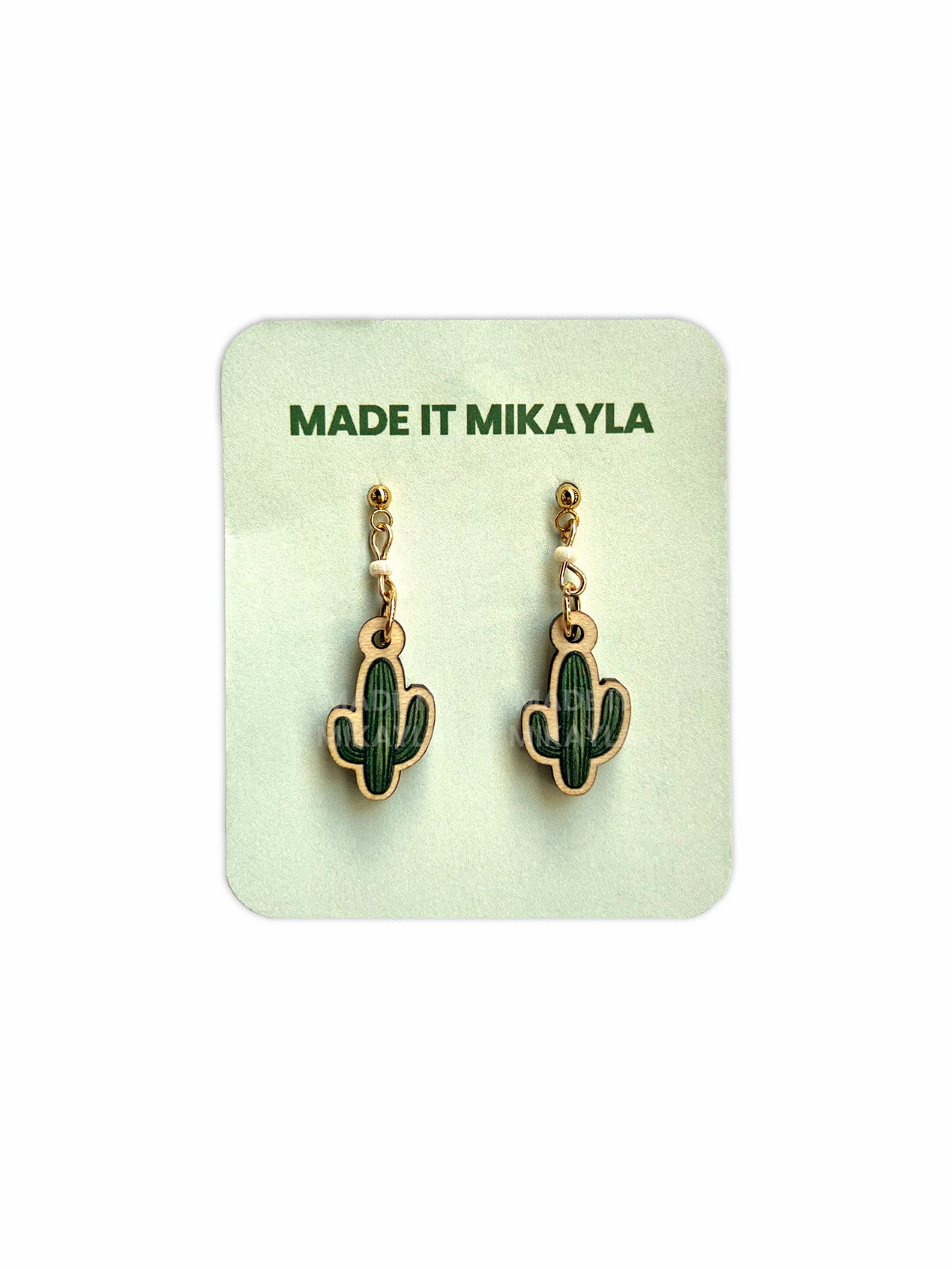Saguaro Cactus Wood Earrings