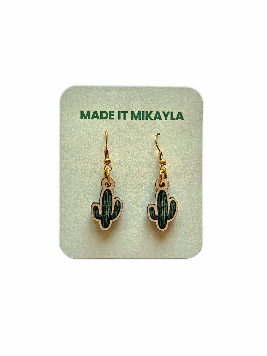 Saguaro Cactus Wood Earrings
