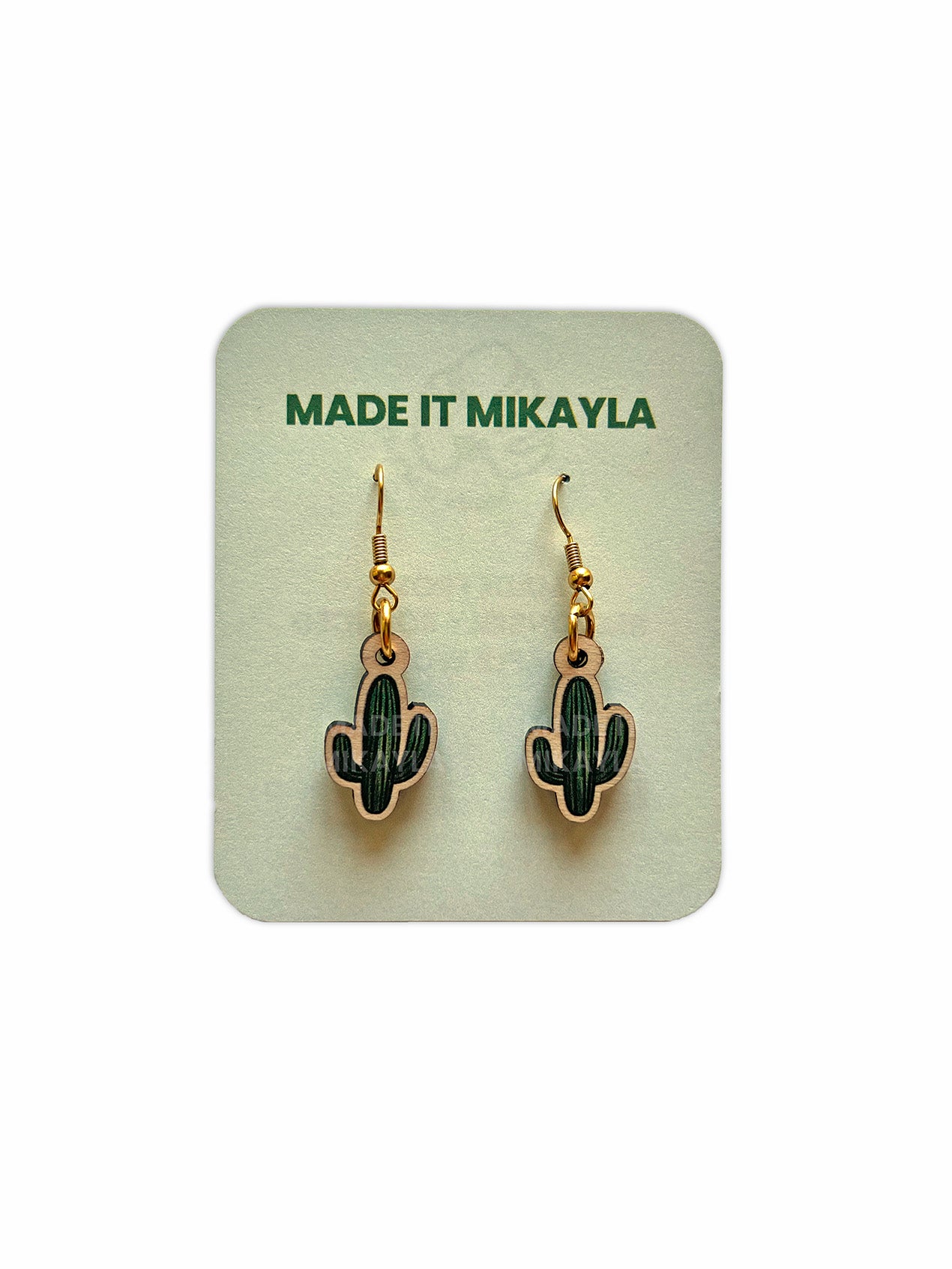 Saguaro Cactus Wood Earrings