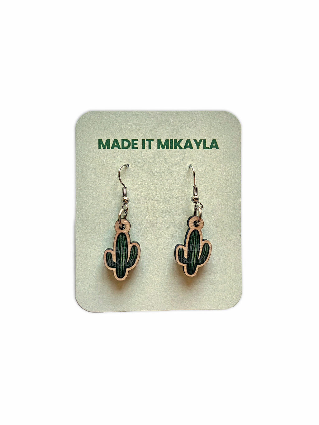 Saguaro Cactus Wood Earrings
