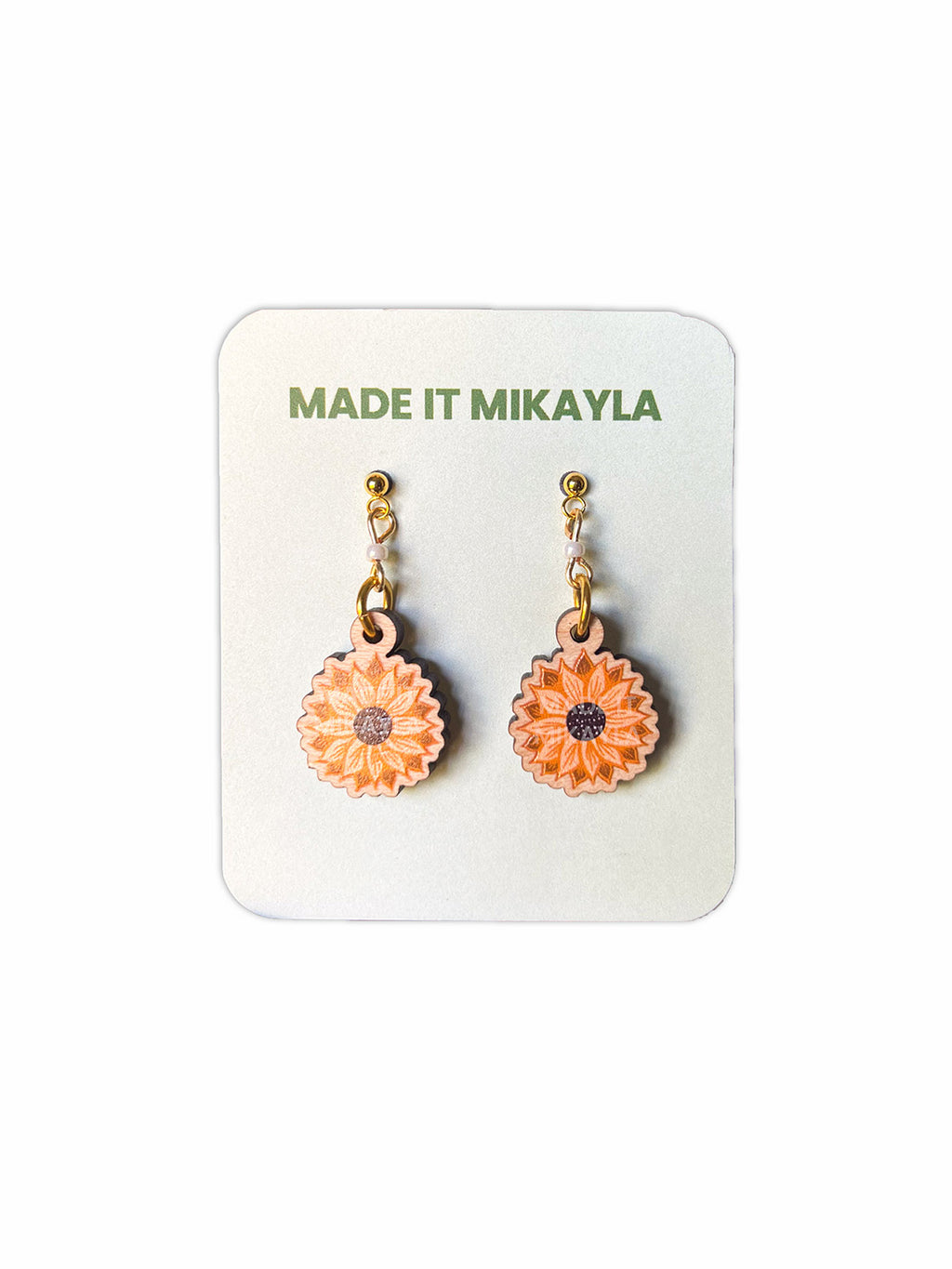 Sunflower Wood Earrings