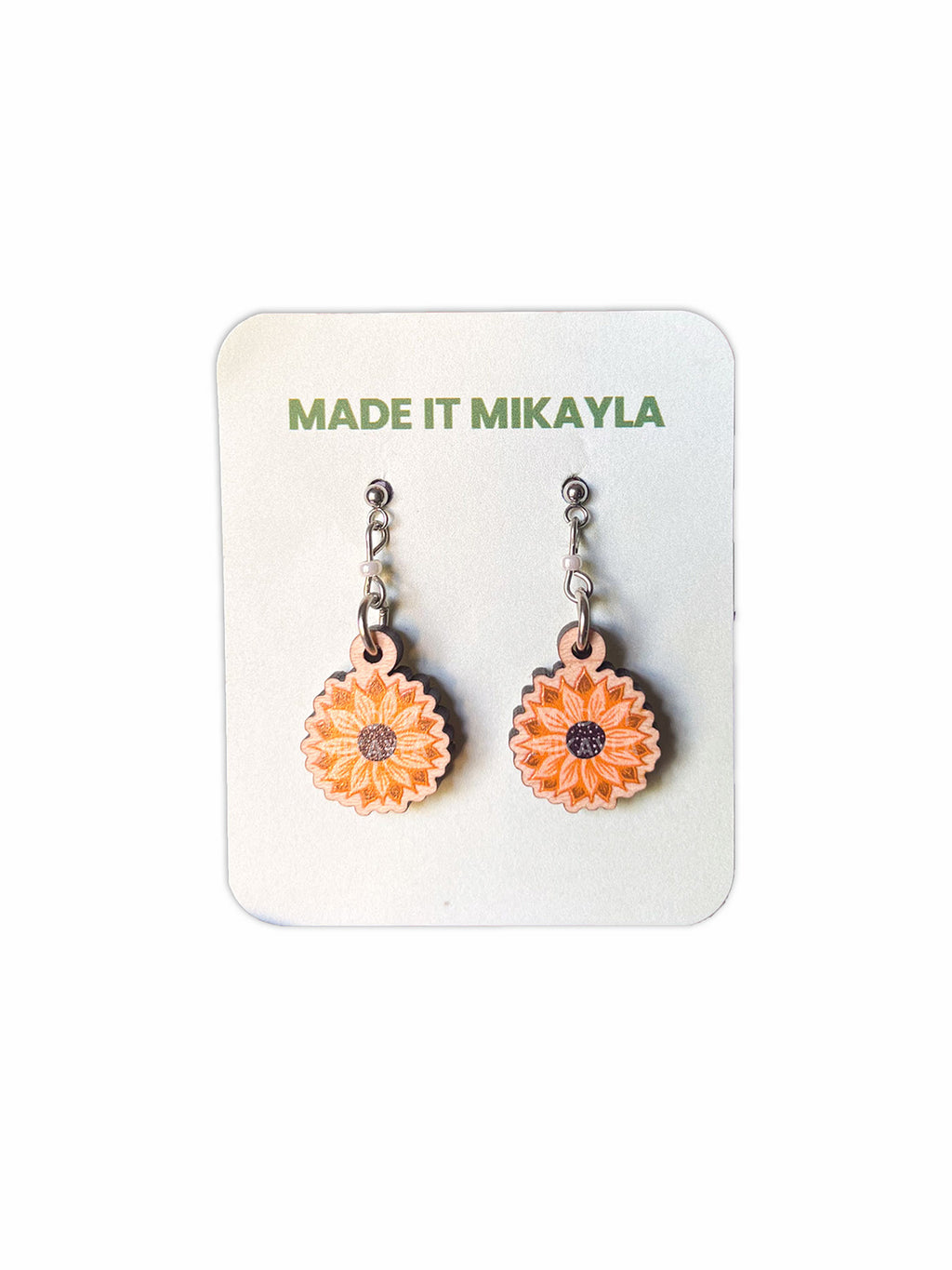Sunflower Wood Earrings