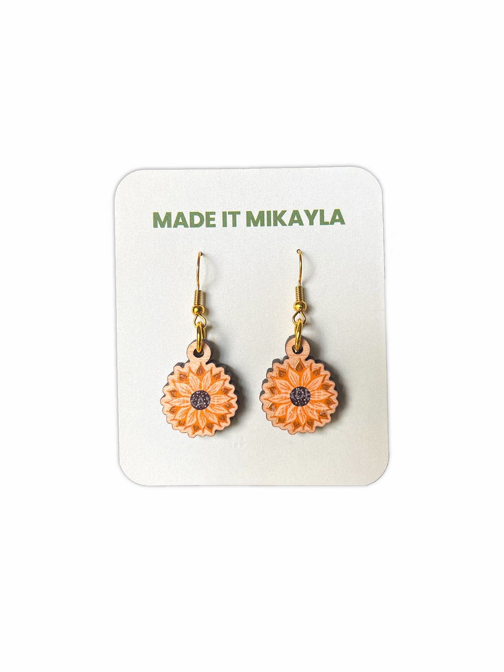 Sunflower Wood Earrings