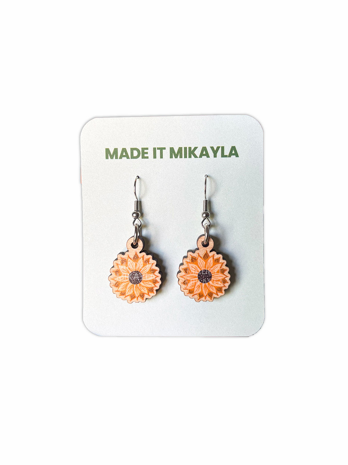 Sunflower Wood Earrings