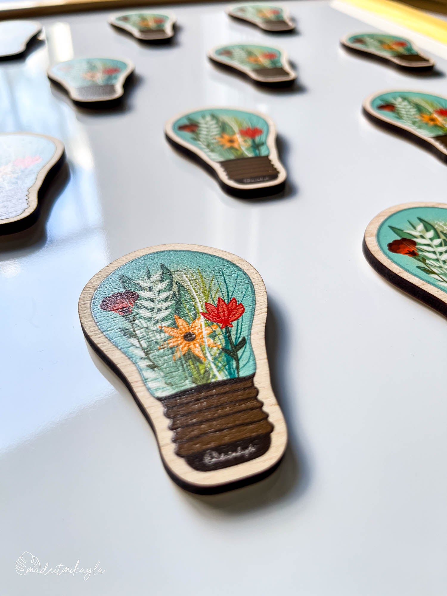 Green Energy Lightbulb Wood Magnet | MadeItMikayla