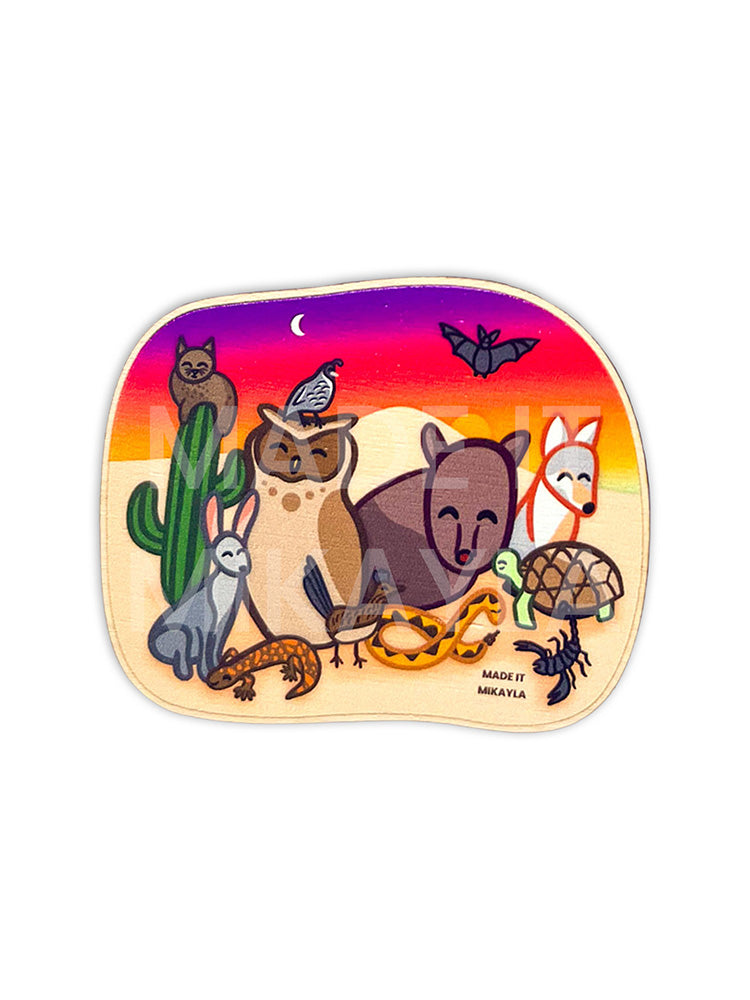 Desert Animals Wood Magnet