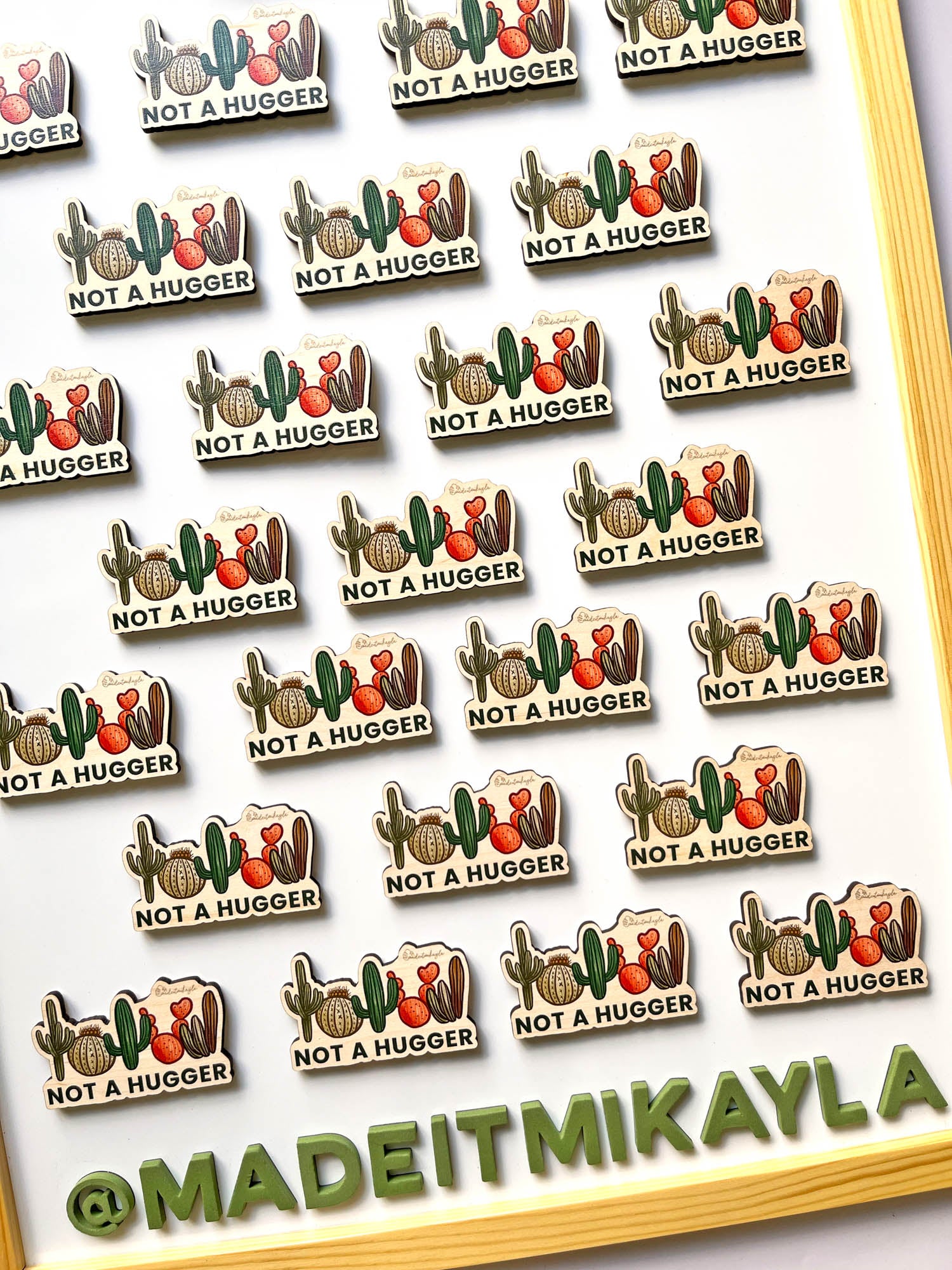 Not A Hugger Wood Magnet | MadeItMikayla