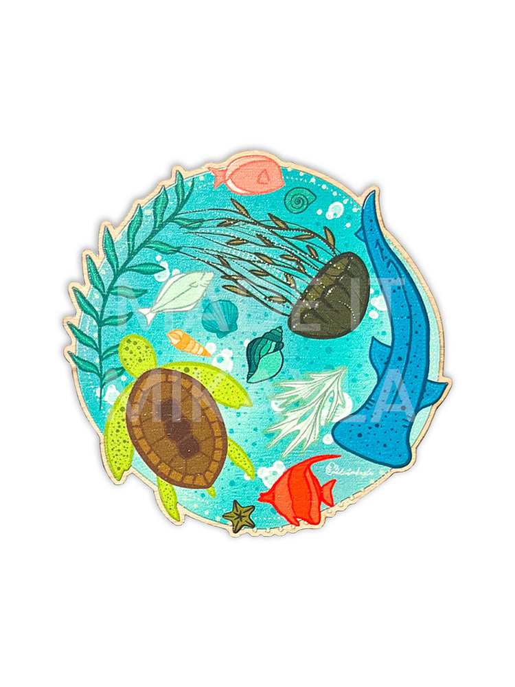 Sea Creatures Wood Magnet