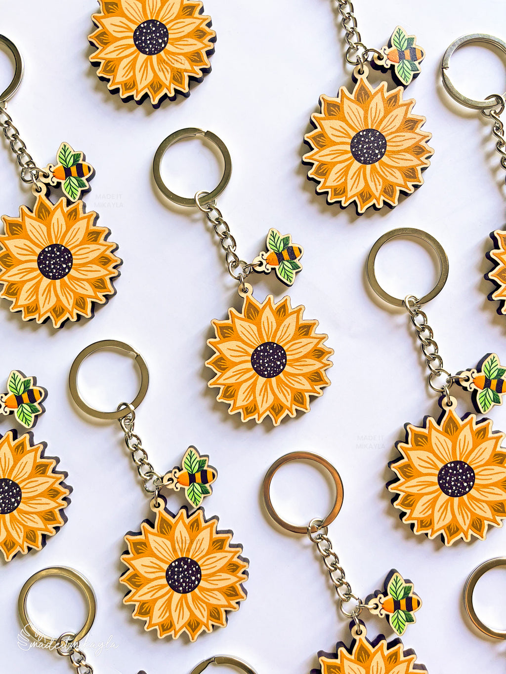 Sunflower Wooden Keychain | MadeItMikayla