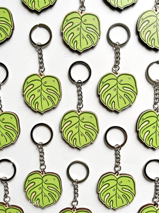 Monstera Leaf Wooden Keychain | MadeItMikayla