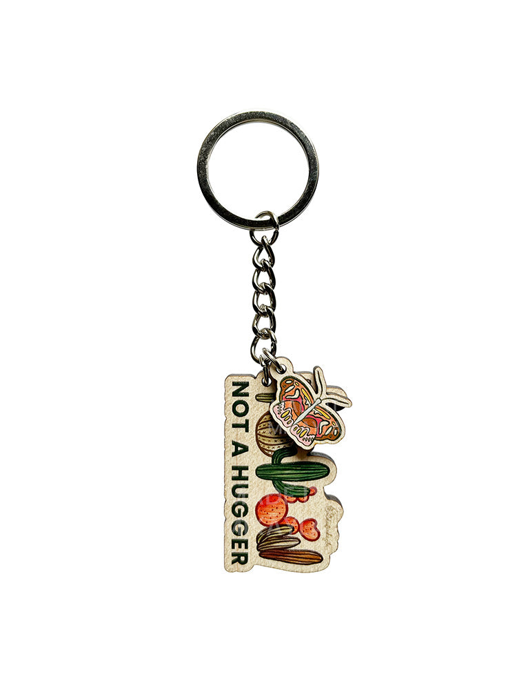 Not A Hugger Wooden Keychain | MadeItMikayla