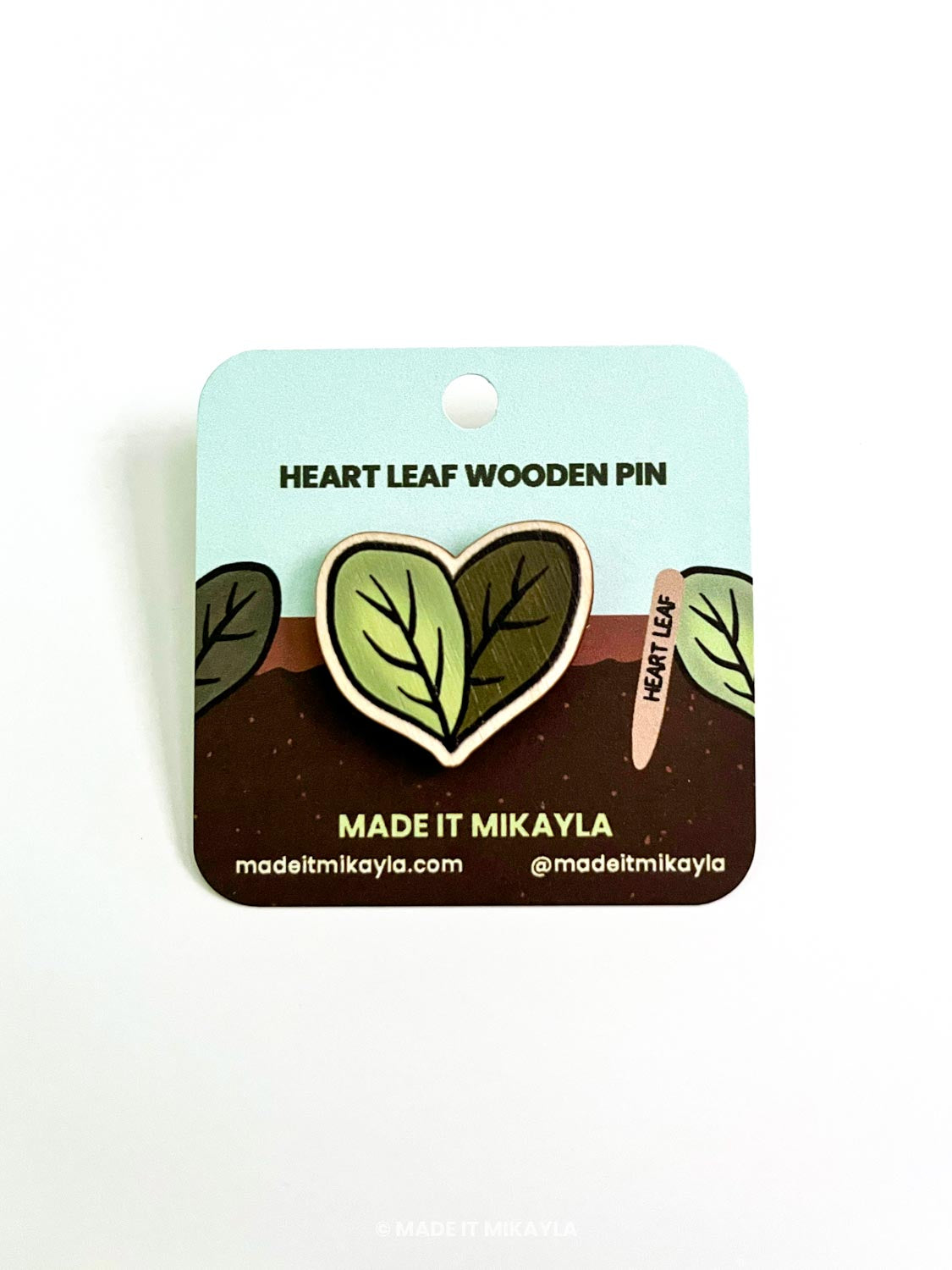 Heart Leaf Wooden Pin | MadeItMikayla