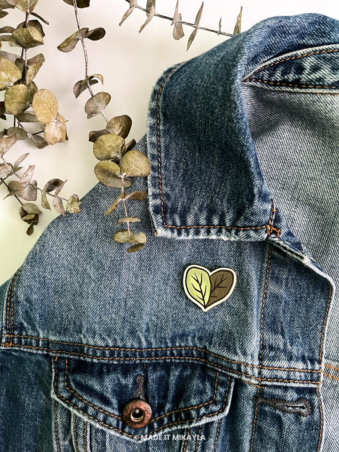 Heart Leaf Wooden Pin | MadeItMikayla