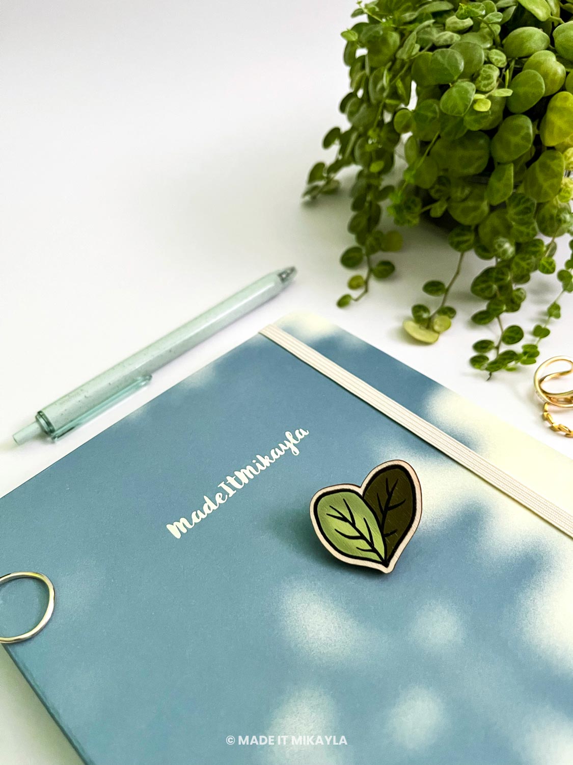 Heart Leaf Wooden Pin | MadeItMikayla