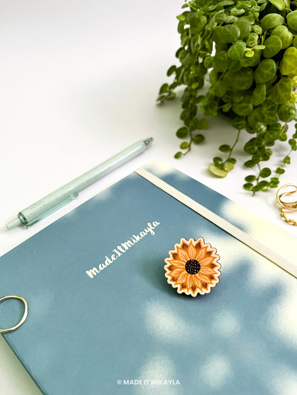 Sunflower Wooden Pin | MadeItMikayla