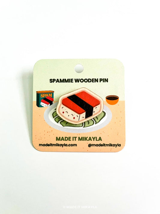 Spam Musubi Wooden Pin | MadeItMikayla