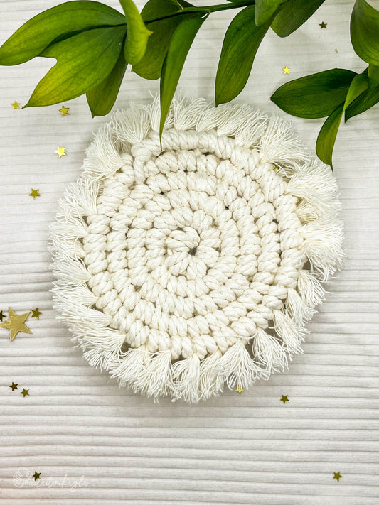 Natural Macramé Coaster | MadeItMikayla