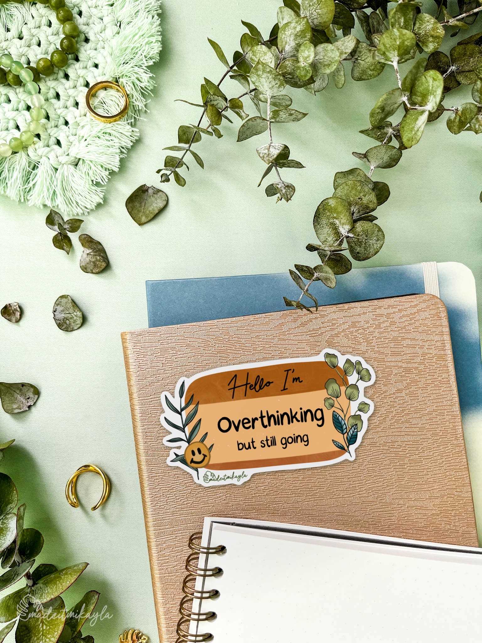 Hello I'm: Overthinking But Still Going Sticker | MadeItMikayla