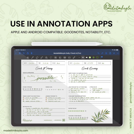 Daily Check In/Out (Light Mode) Digital Sheet | MadeItMikayla