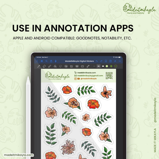 Gouache Florals Digital Stickers | MadeItMikayla