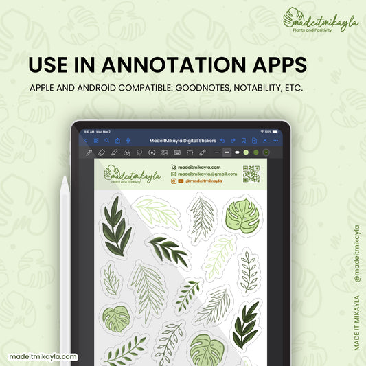 Mixed Greenery Digital Stickers | MadeItMikayla