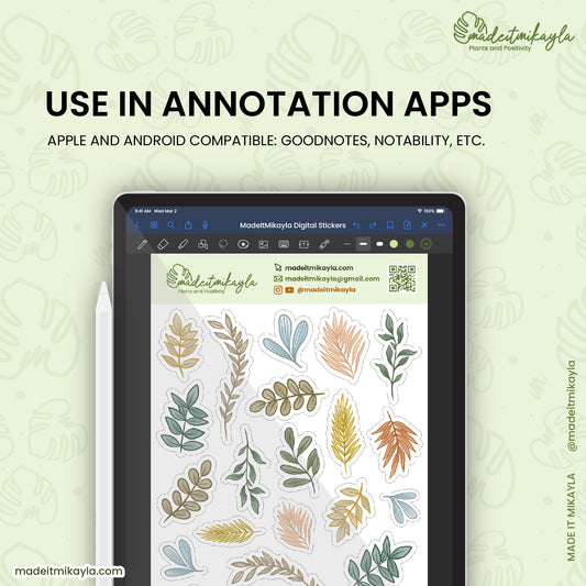 Pastel Foliage Digital Stickers | MadeItMikayla