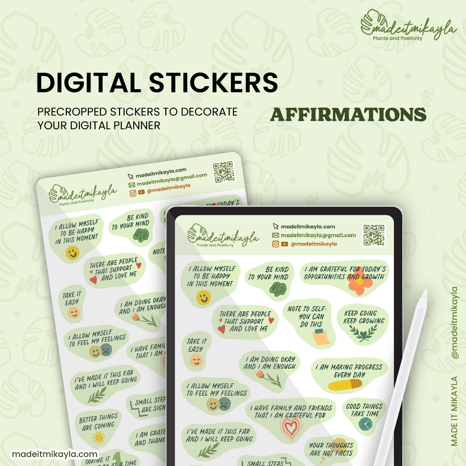 Affirmations Digital Stickers | MadeItMikayla