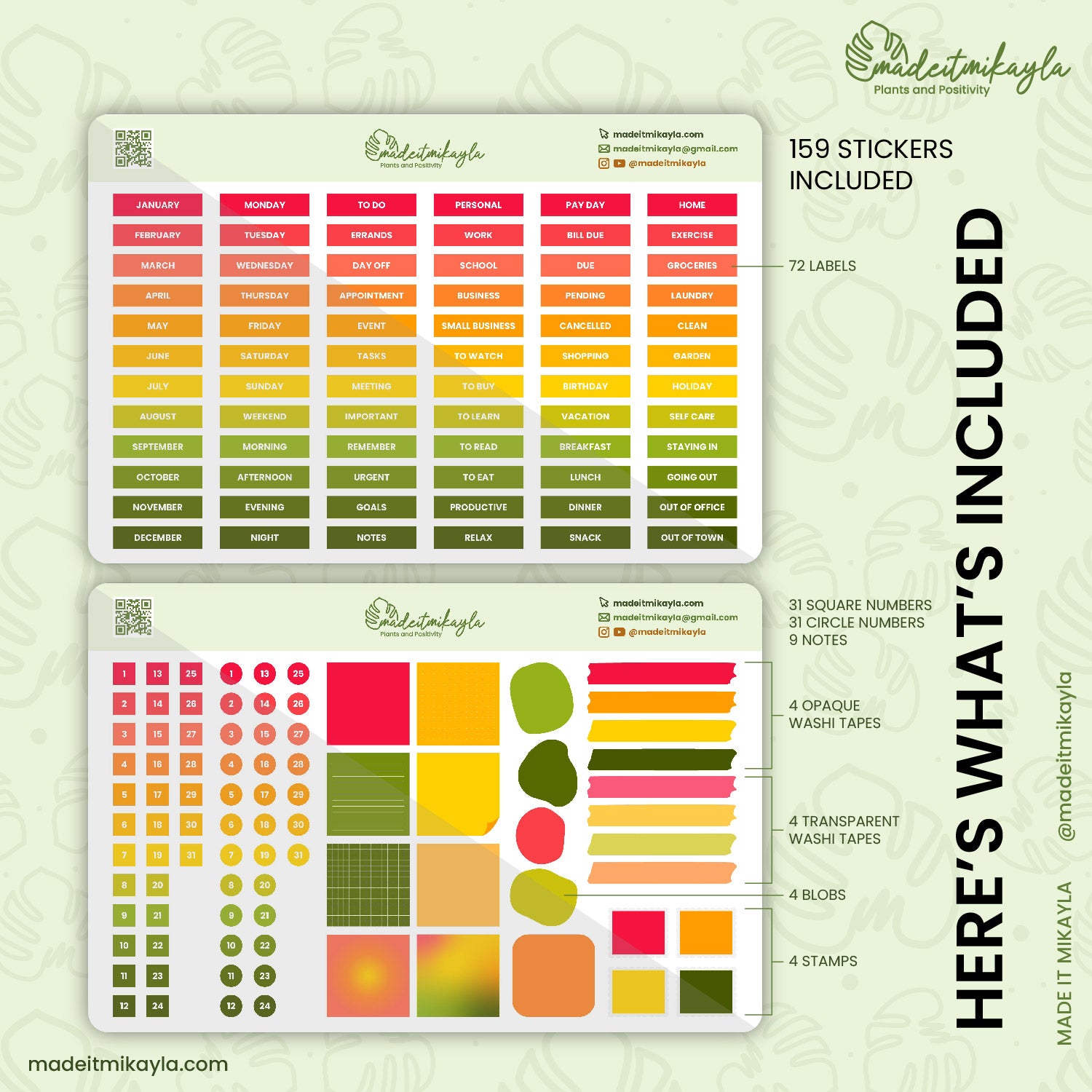 Citrus Simple Daily Digital Stickers | MadeItMikayla
