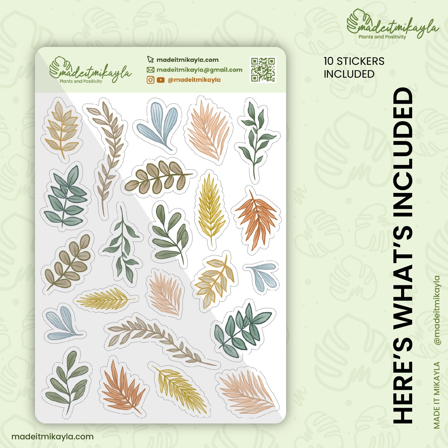 Pastel Foliage Digital Stickers | MadeItMikayla