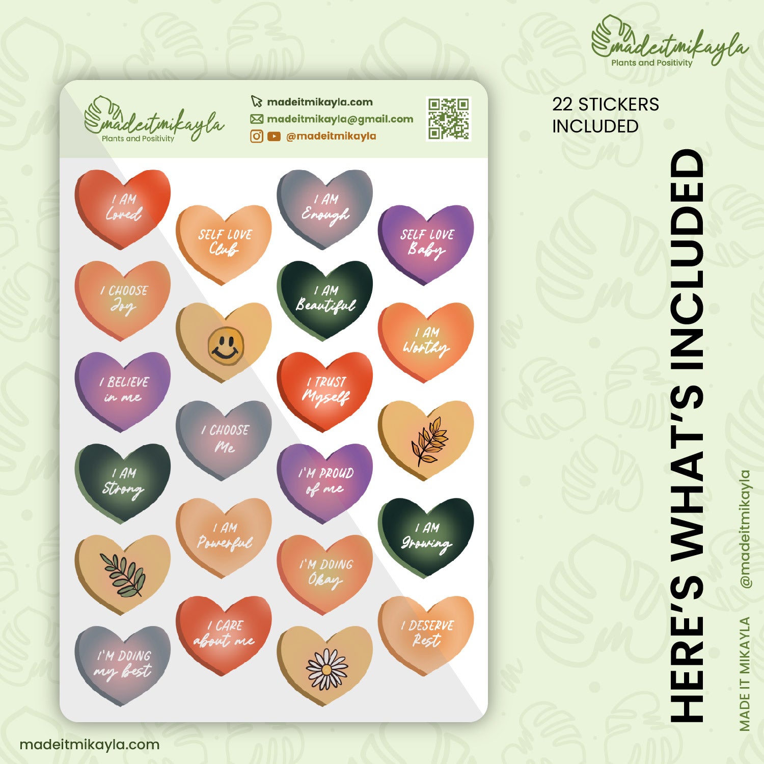 Self Love Candy Hearts Digital Stickers | MadeItMikayla