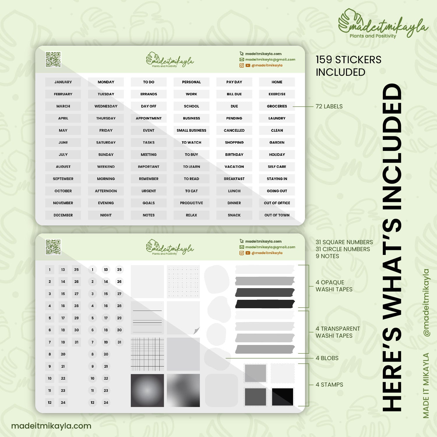 White Simple Daily Digital Stickers | MadeItMikayla