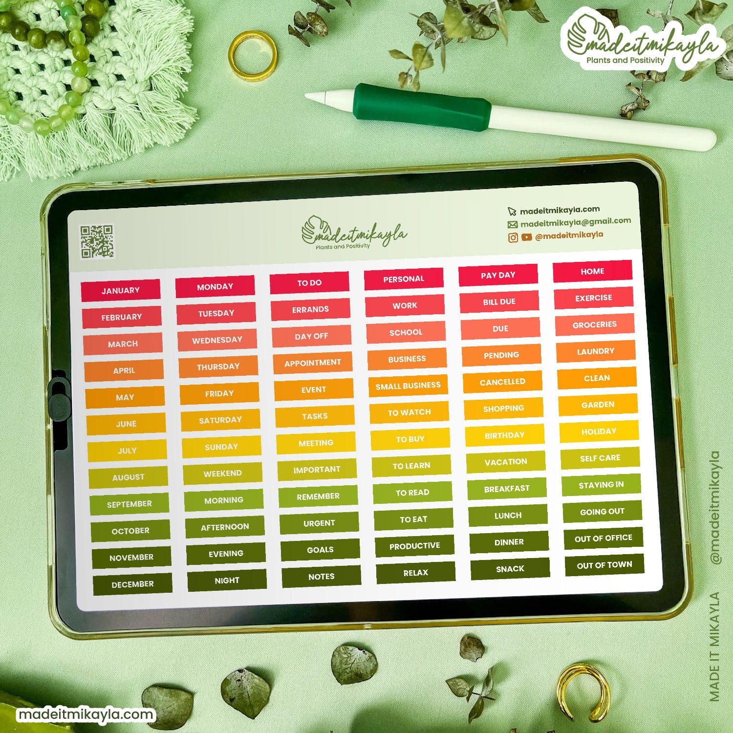Citrus Simple Daily Digital Stickers | MadeItMikayla