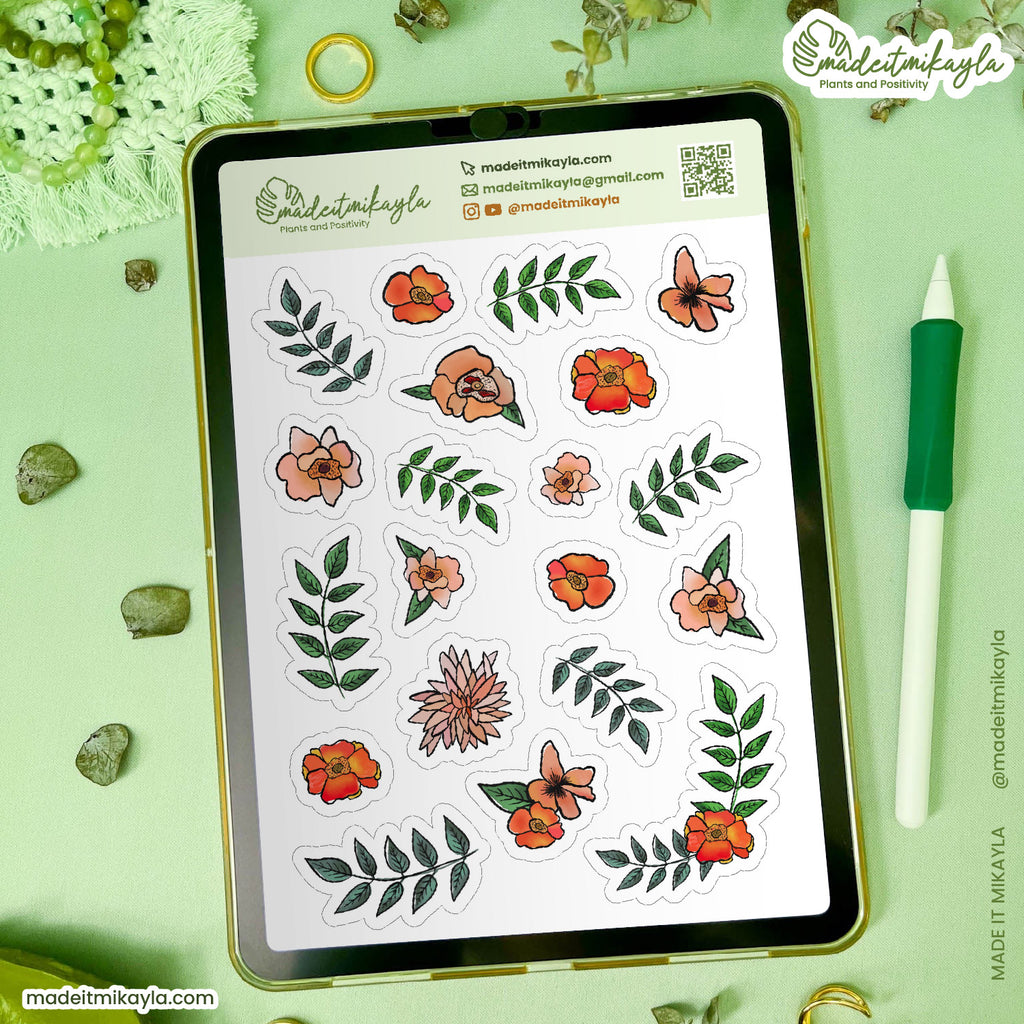 Gouache Florals Digital Stickers | MadeItMikayla