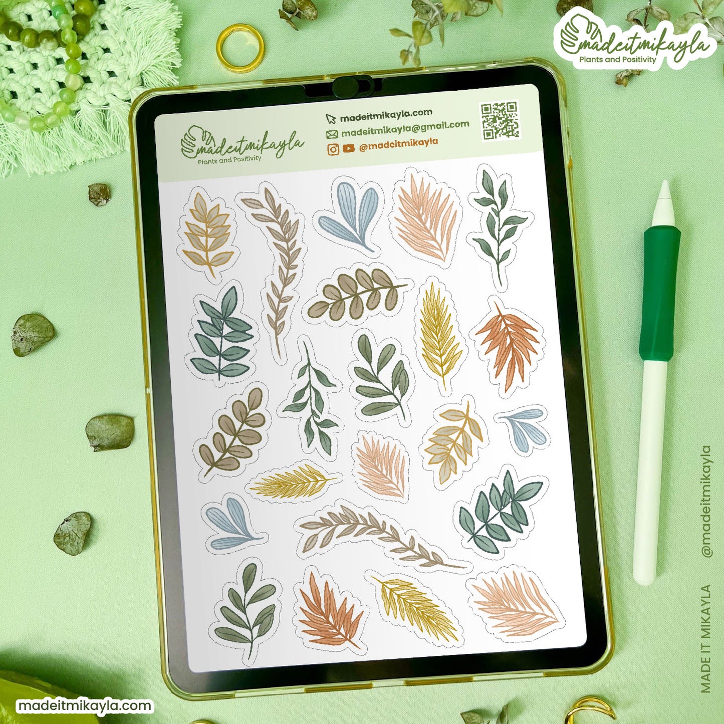 Pastel Foliage Digital Stickers | MadeItMikayla